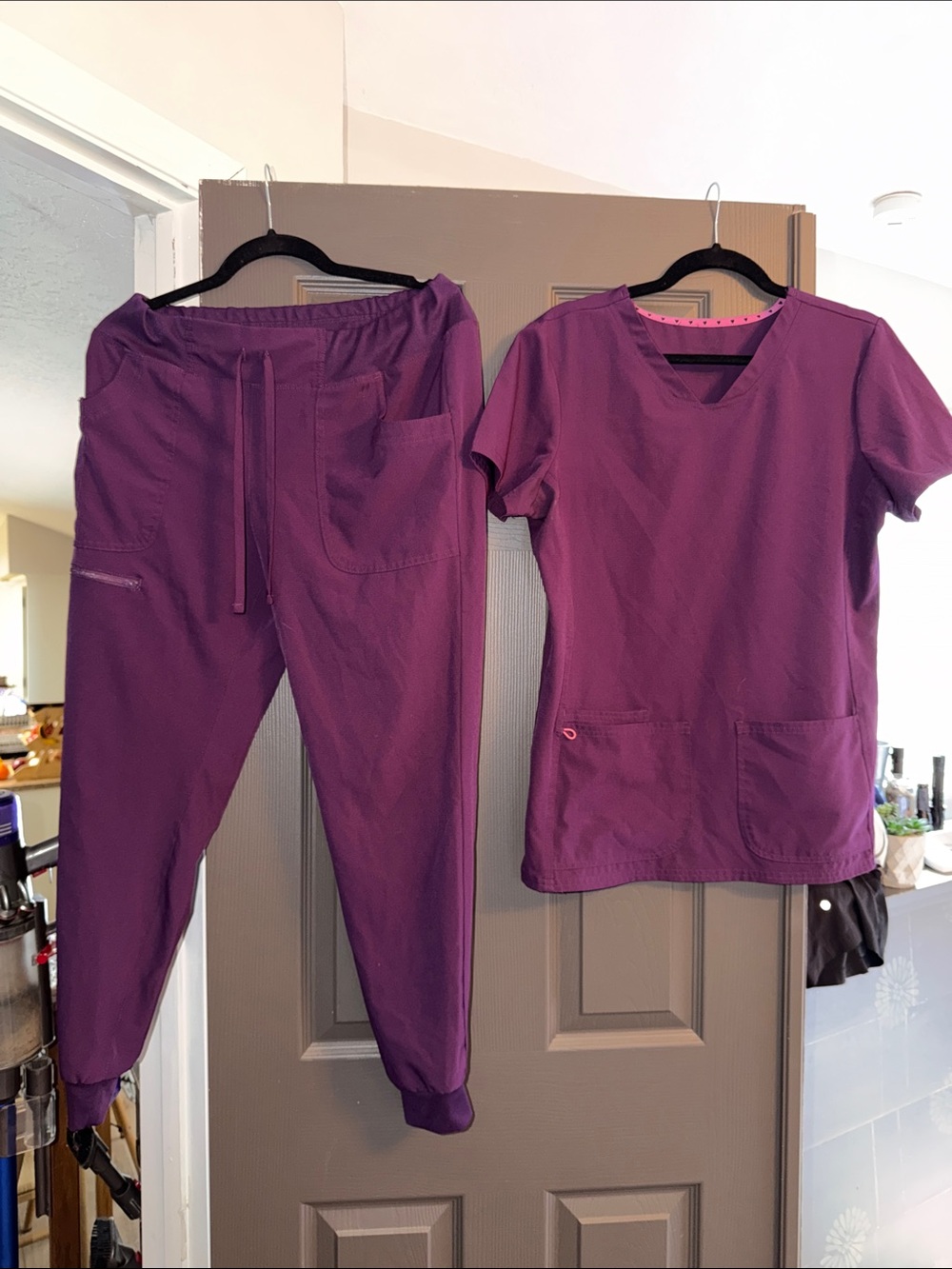 Heart Soul Purple Scrub Set - Top & Jogger Pants